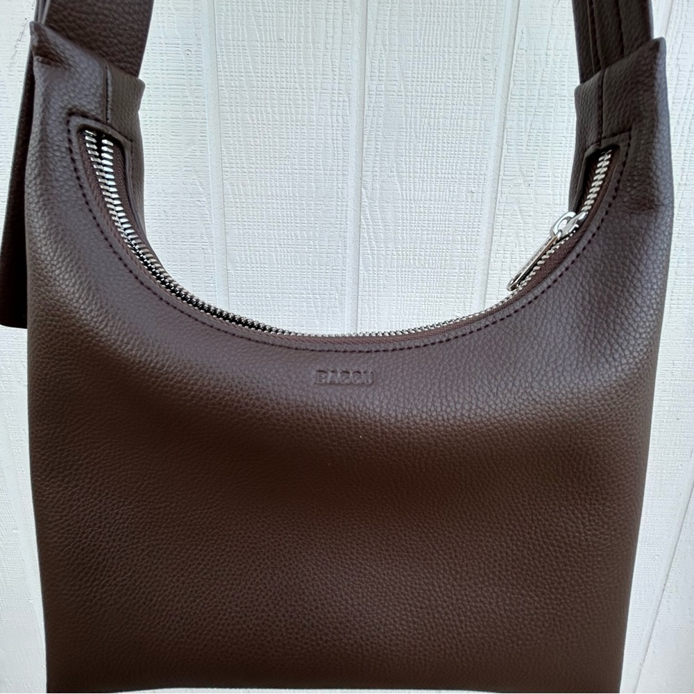 BAGGU Mini Recycled Leather Shoulder Bag Brown - Picture 9 of 9